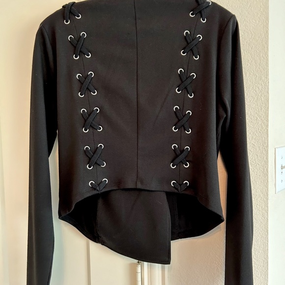 Black Fancy Moto Style Jacket. SUPER FAST SHIPPING - Picture 6 of 12